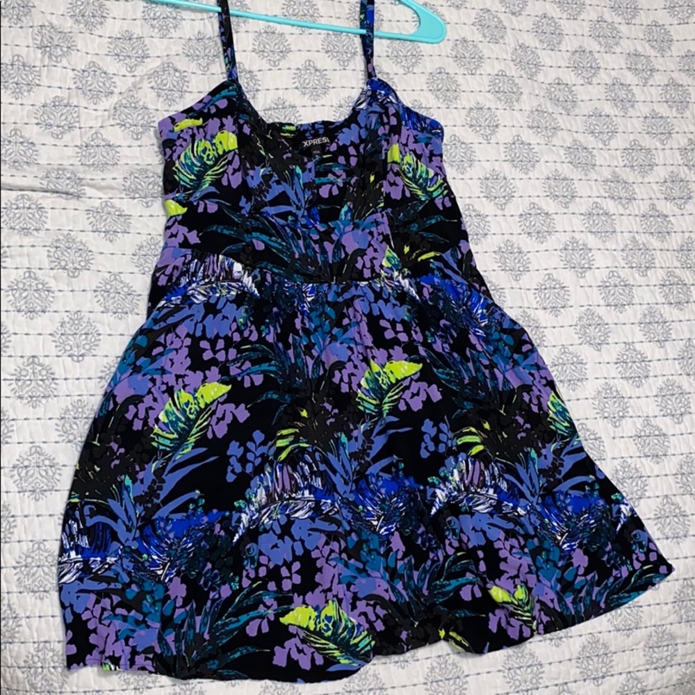 Express summer dress floral black spaghetti strap
